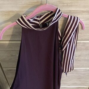 New York & Company Dressy Halter Top Bow Tie Mock Neck Burgundy Purple Size XXL
